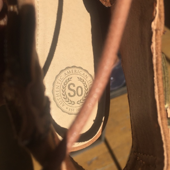 American Heritage Faux Suede Brown Open Toes Thick heel Sandals - Picture 6 of 7